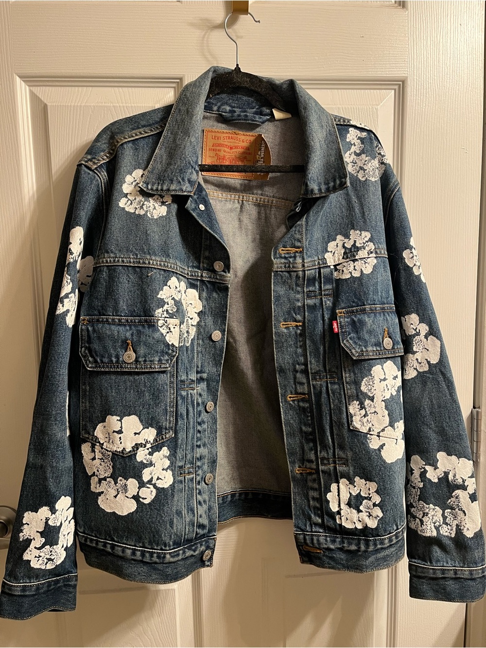 Levi's Blue Denim Jacket with White Floral Print